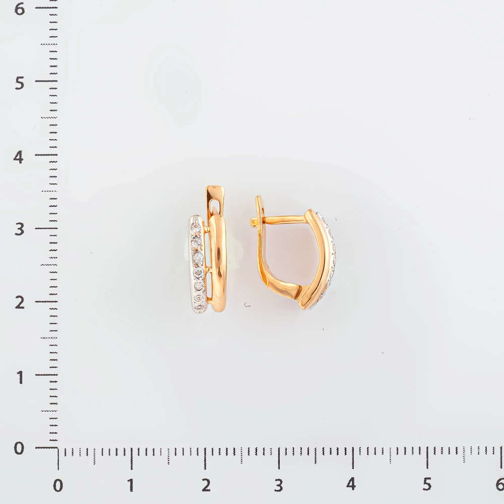 Серьги с фианитом из красного золота 585 пробы