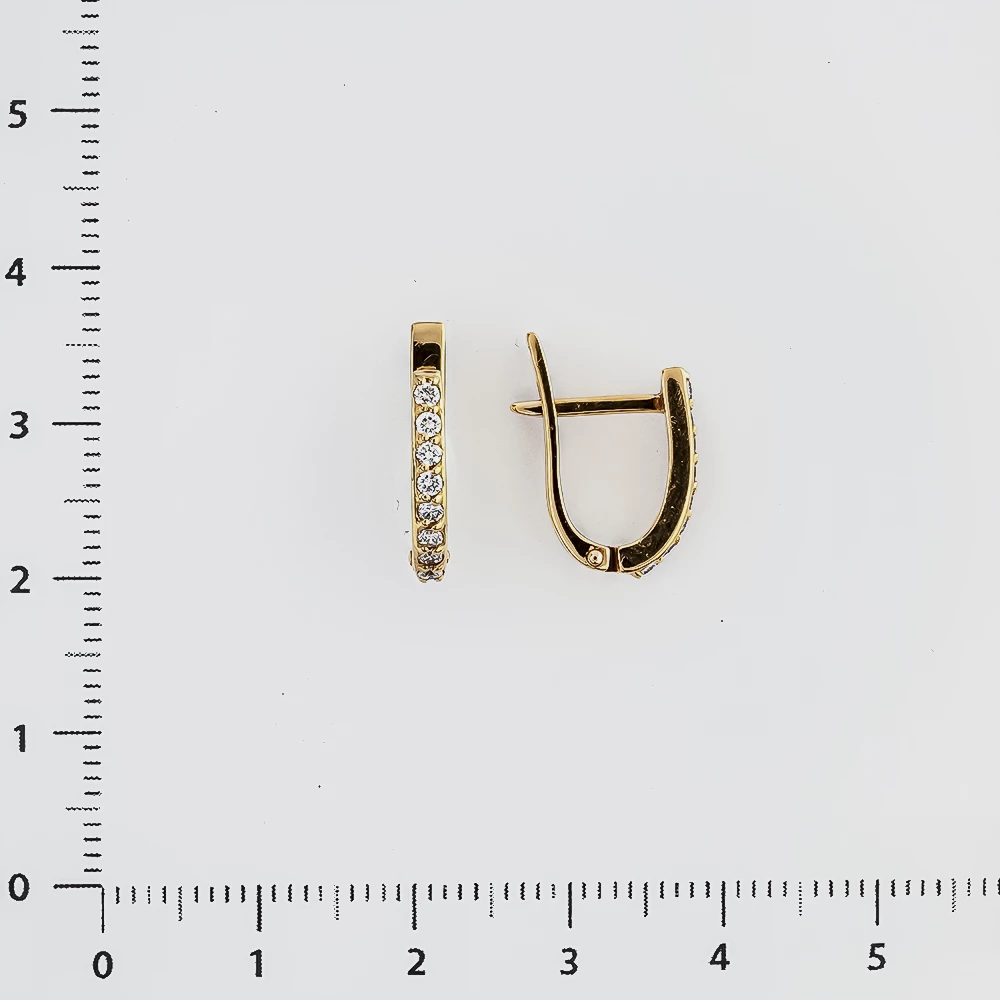 Серьги с фианитом из красного золота 585 пробы