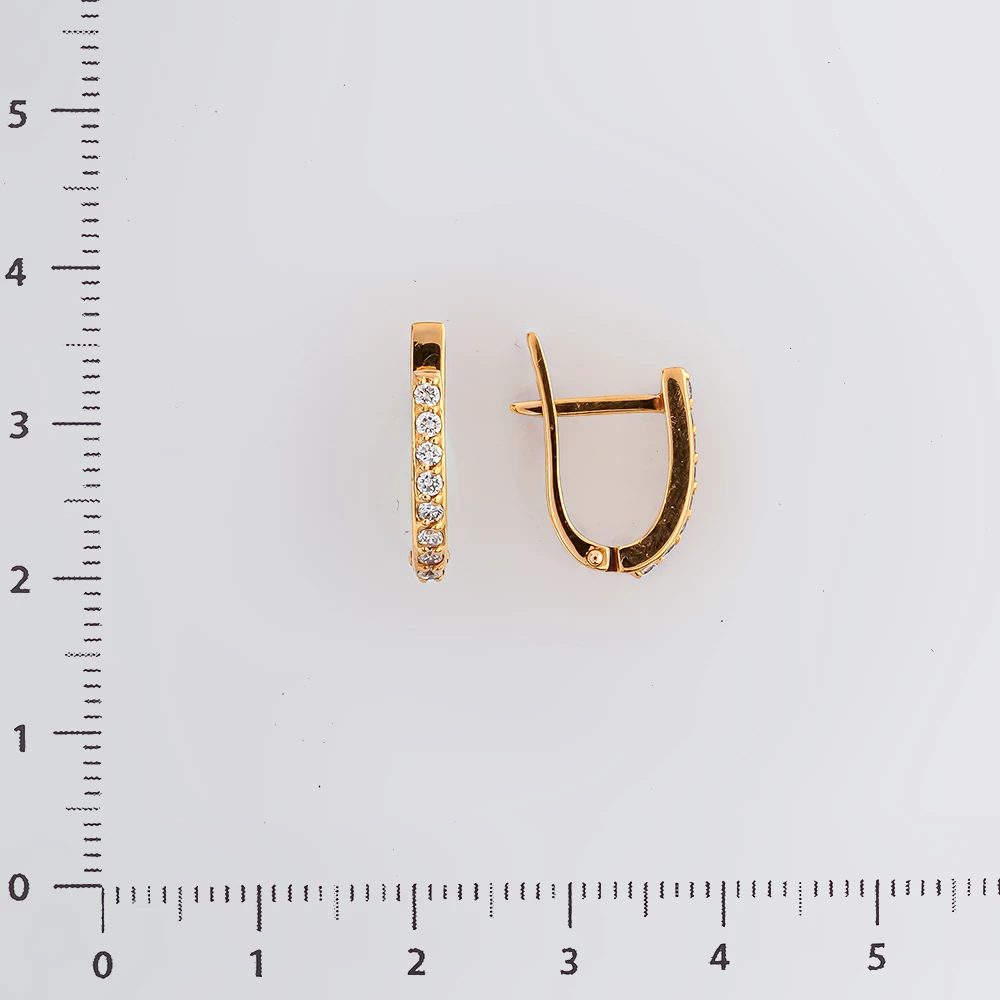 Серьги с фианитом из красного золота 585 пробы