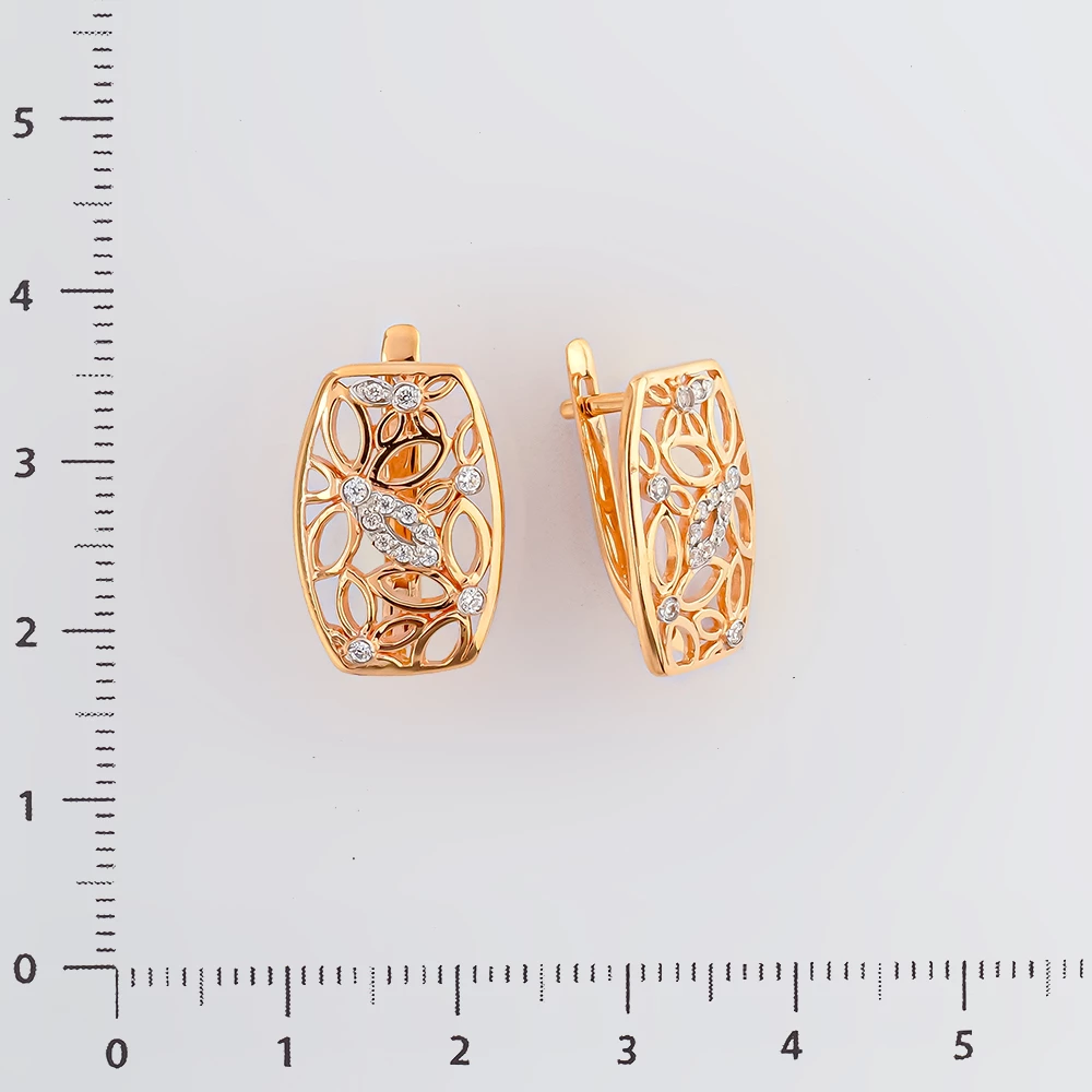 Серьги с фианитом из красного золота 585 пробы