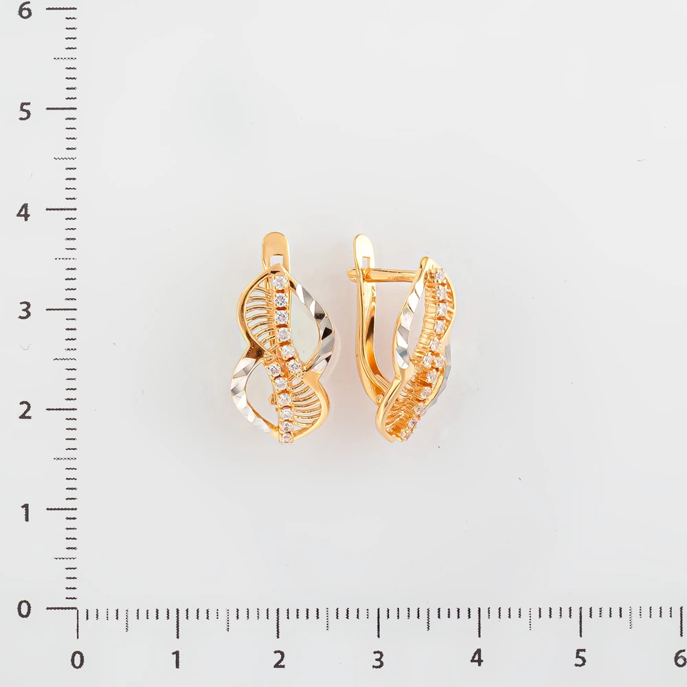 Серьги с фианитом из красного золота 585 пробы