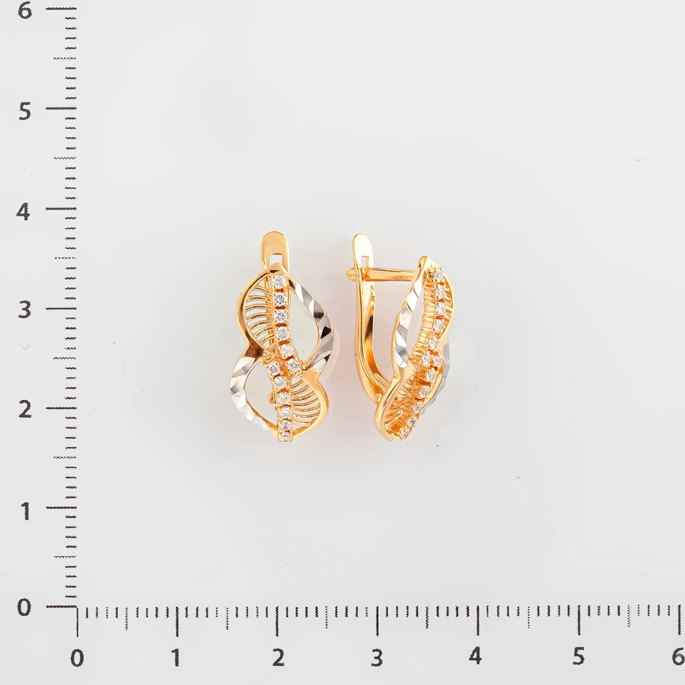 Серьги с фианитом из красного золота 585 пробы