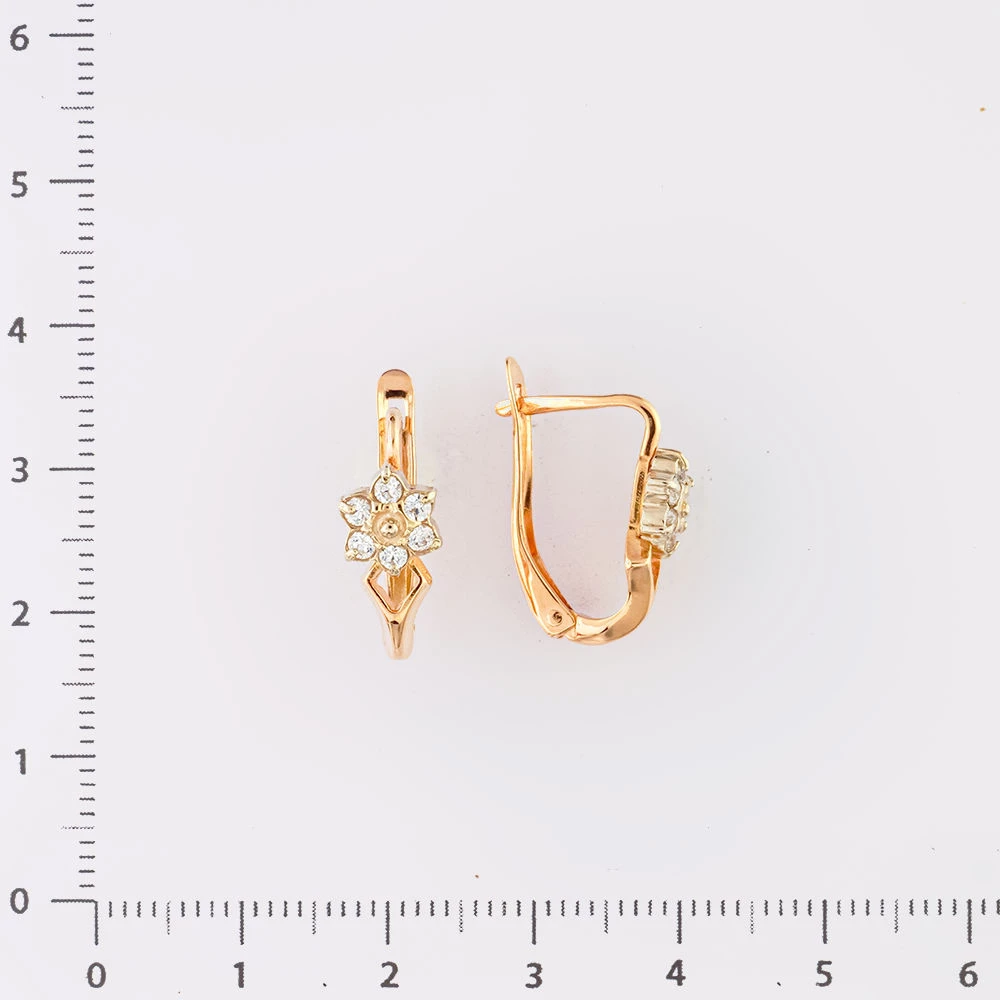 Серьги с фианитом из красного золота 585 пробы