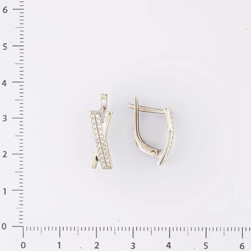 Серьги с фианитом из белого золота 585 пробы 2