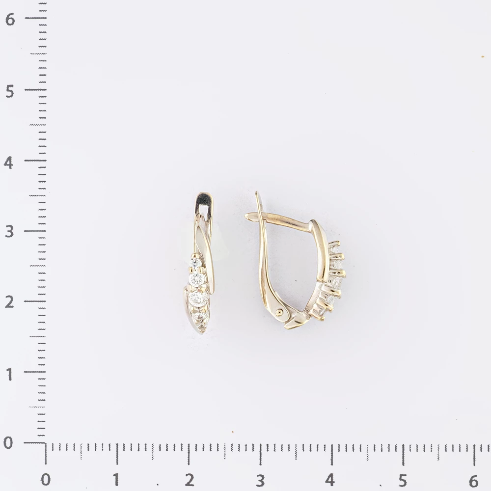 Серьги с фианитом из белого золота 585 пробы