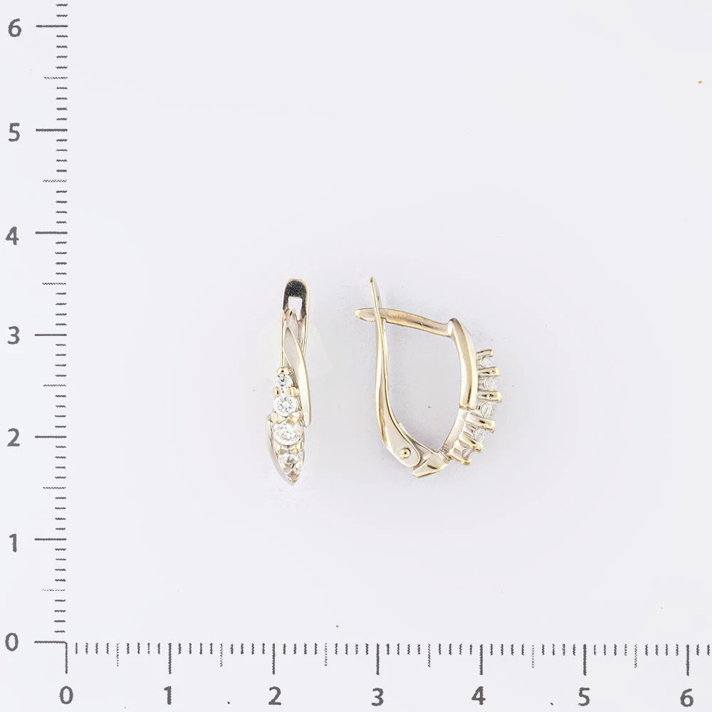 Серьги с фианитом из белого золота 585 пробы