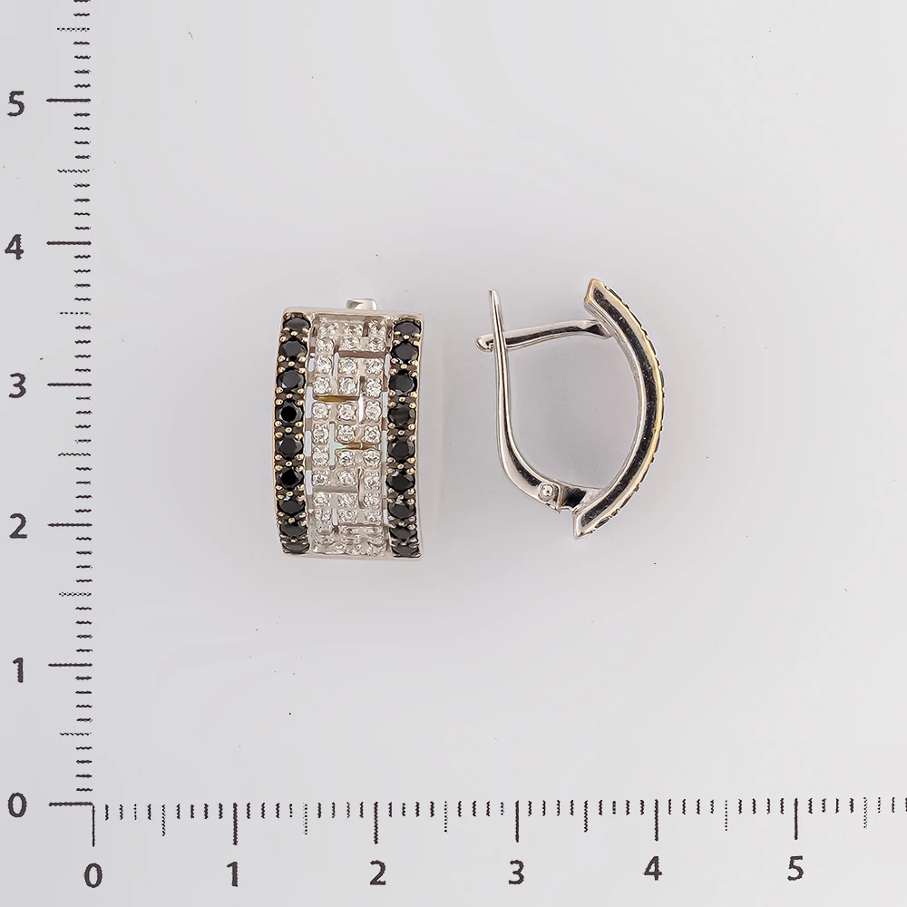 Серьги с фианитом из белого золота 585 пробы