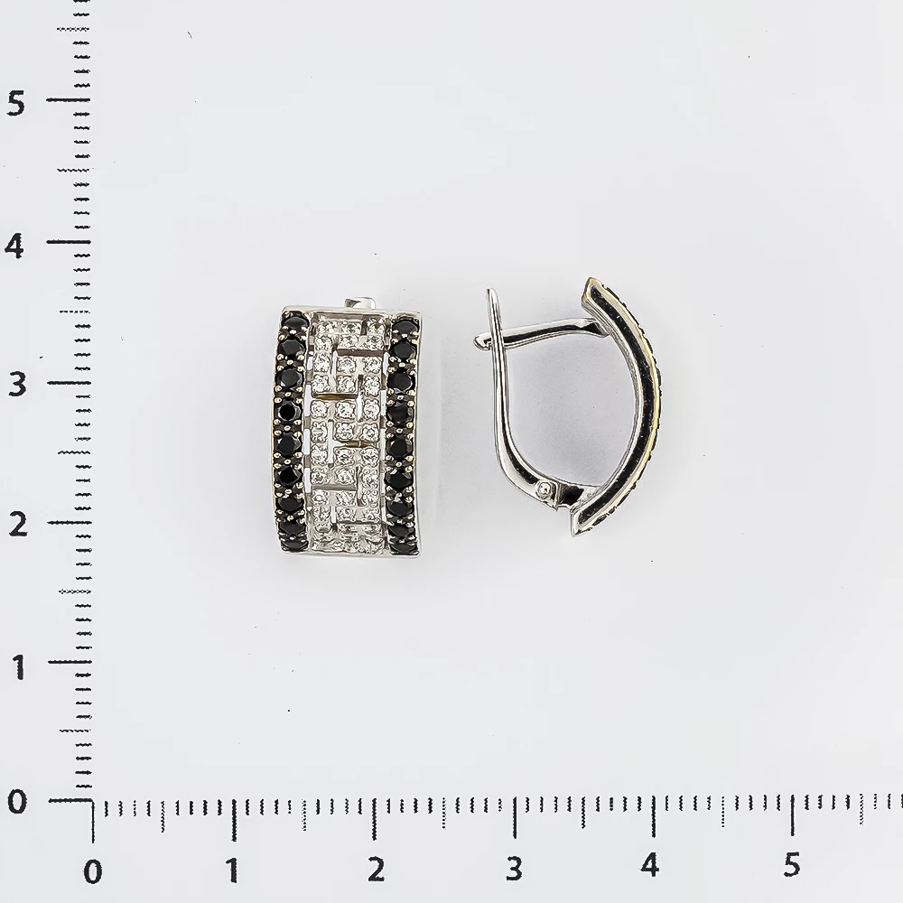 Серьги с фианитом из белого золота 585 пробы