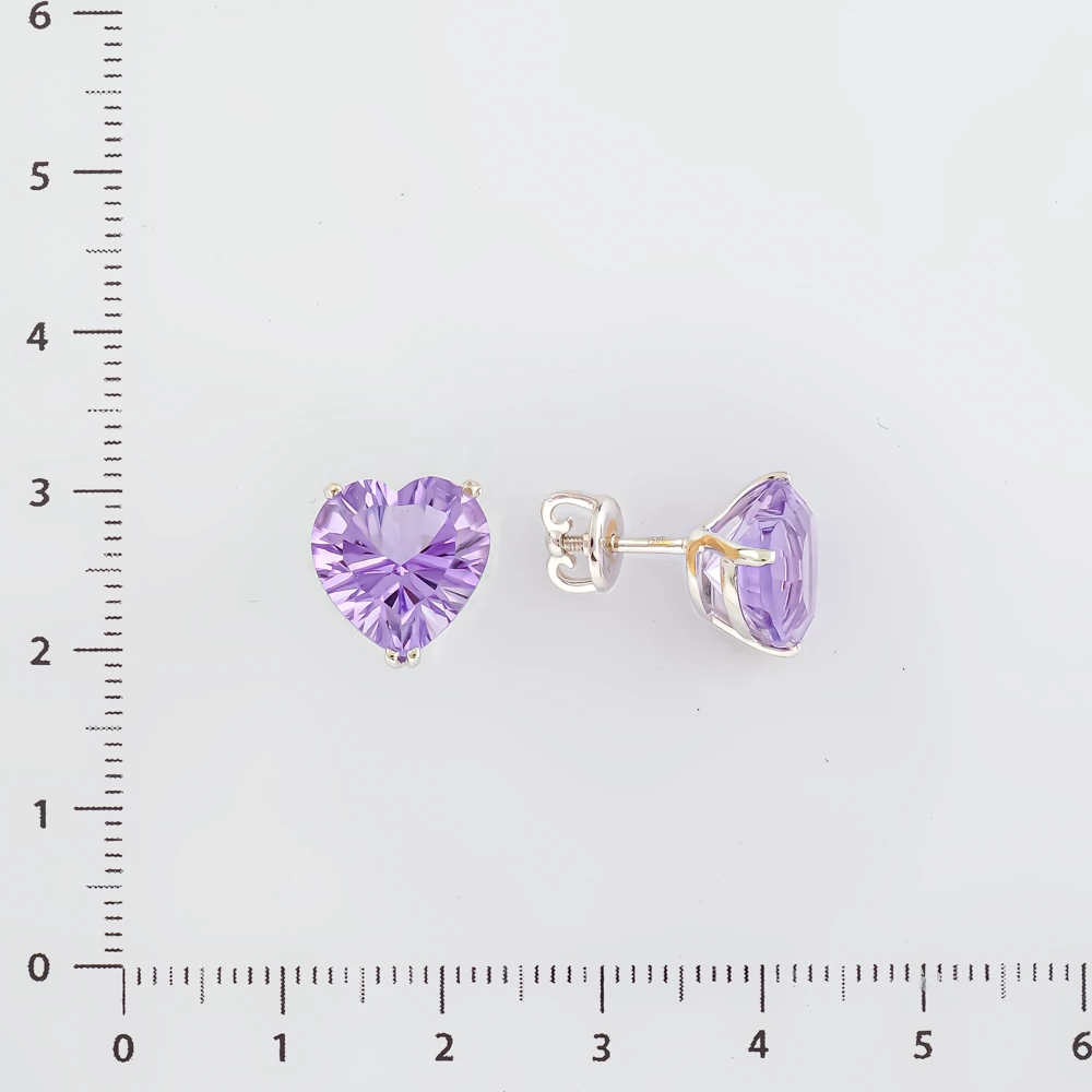 Серьги с аметистом из белого золота 585 пробы