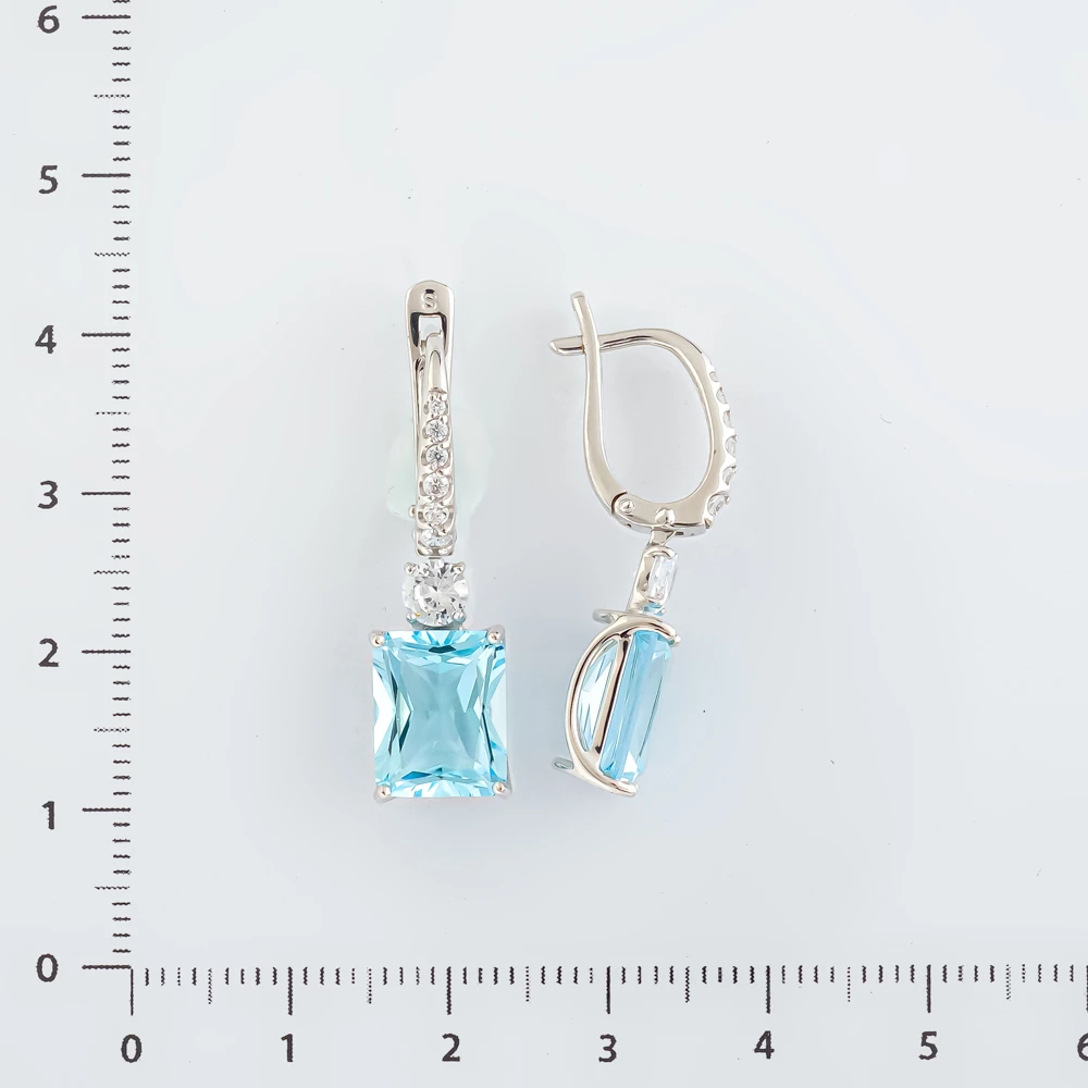 Серьги с топазом из белого золота 585 пробы