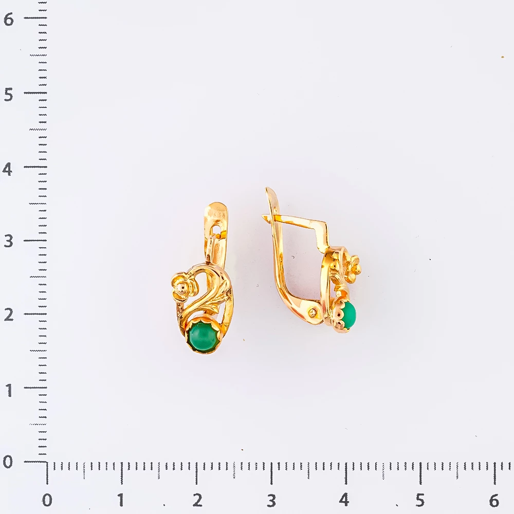 Серьги с агатом из красного золота 583 пробы