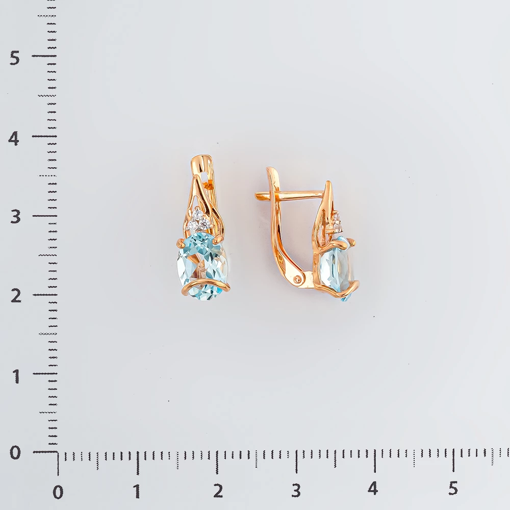 Серьги с топазом из красного золота 375 пробы