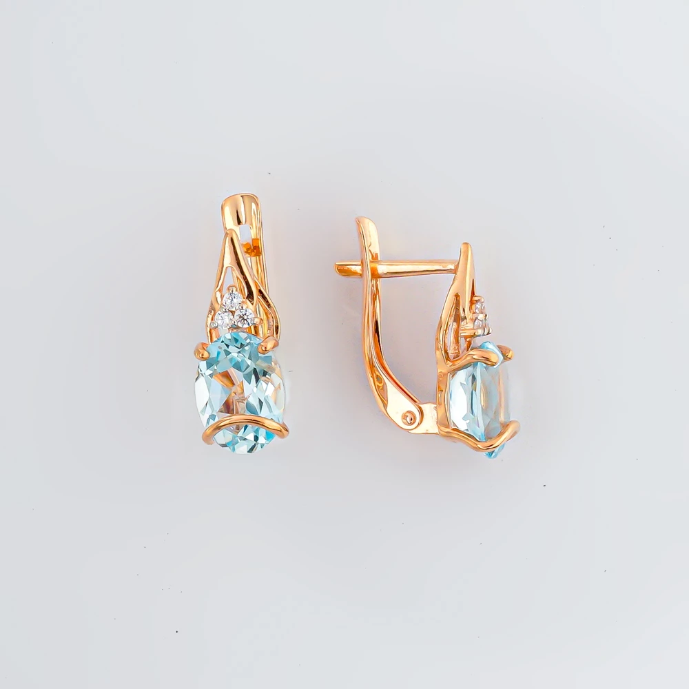 Серьги с топазом из красного золота 375 пробы