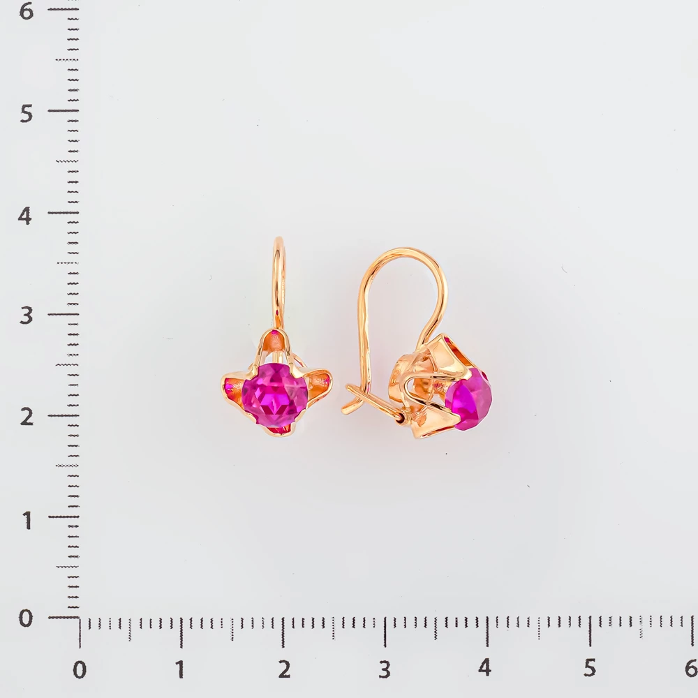 Серьги с фианитом из красного золота 583 пробы