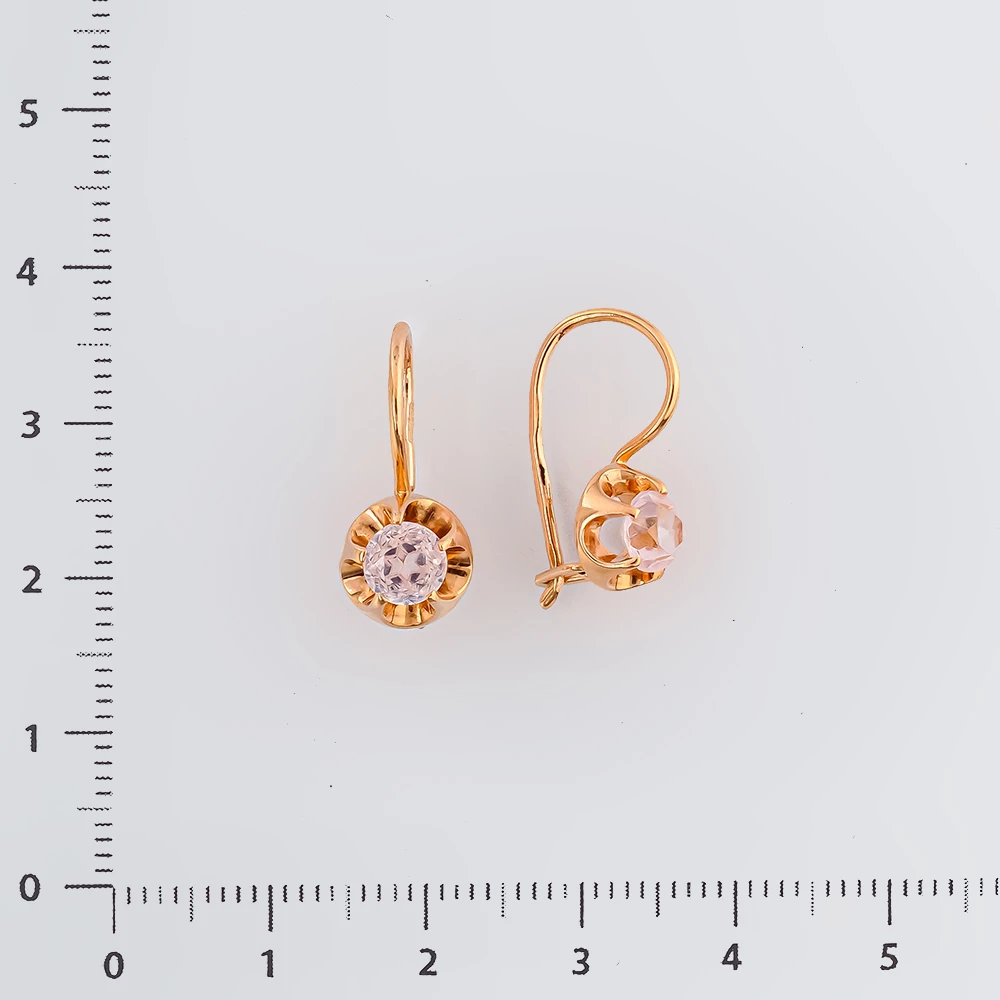 Серьги с фианитом из красного золота 583 пробы