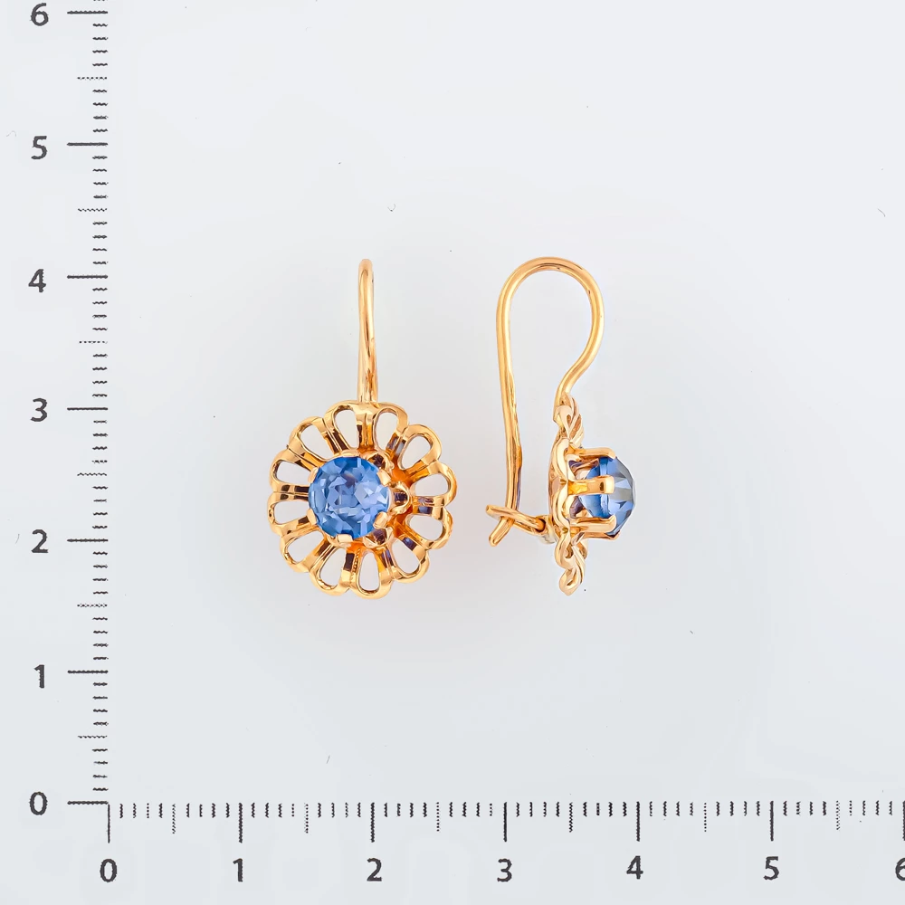 Серьги с фианитом из красного золота 583 пробы