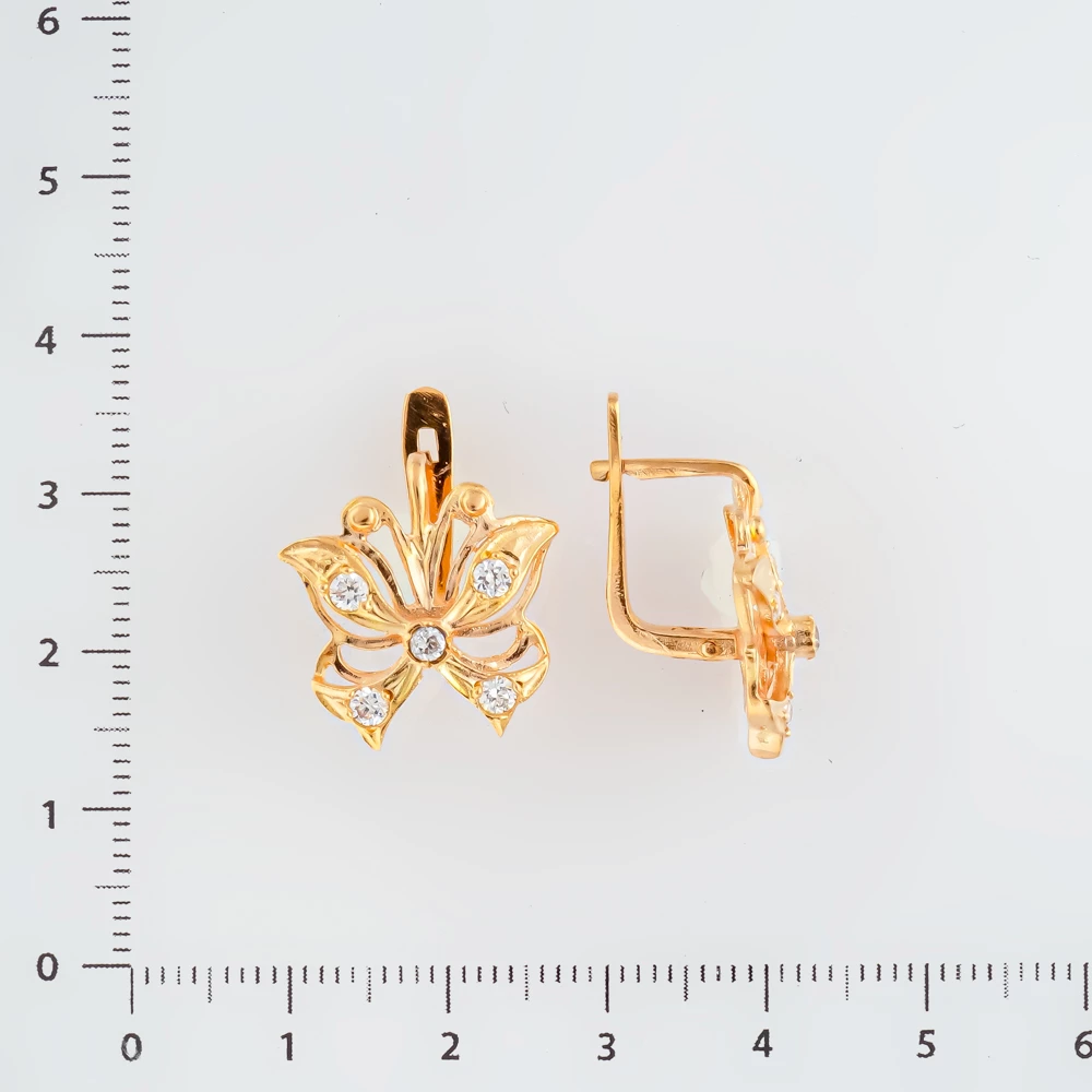 Серьги с фианитом из красного золота 583 пробы