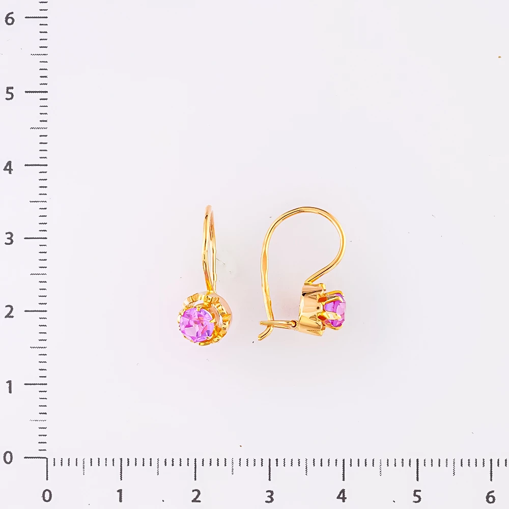 Серьги с фианитом из красного золота 583 пробы