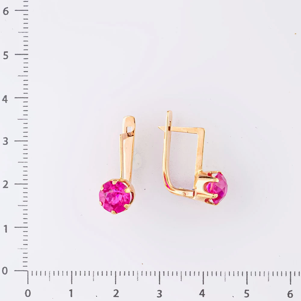 Серьги с фианитом из красного золота 583 пробы