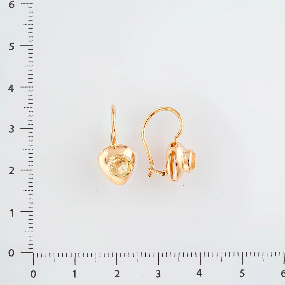 Серьги с фианитом из красного золота 583 пробы