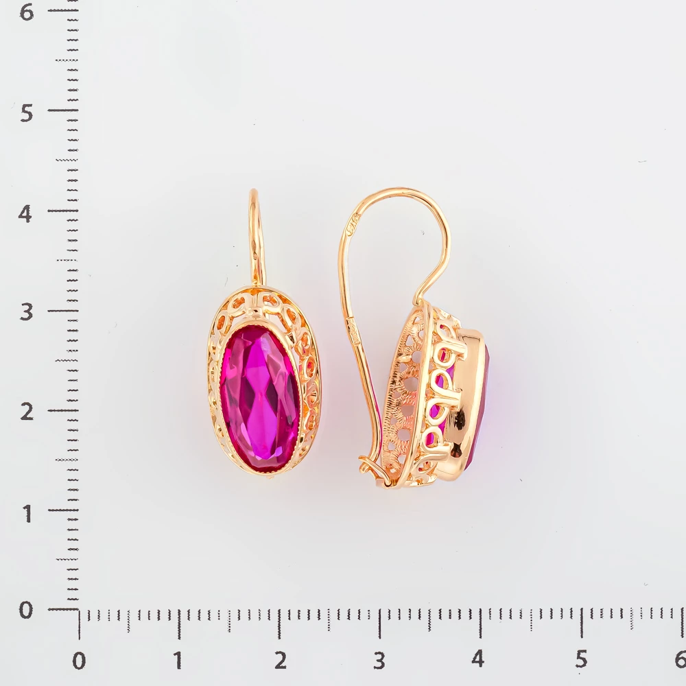 Серьги с фианитом из красного золота 583 пробы