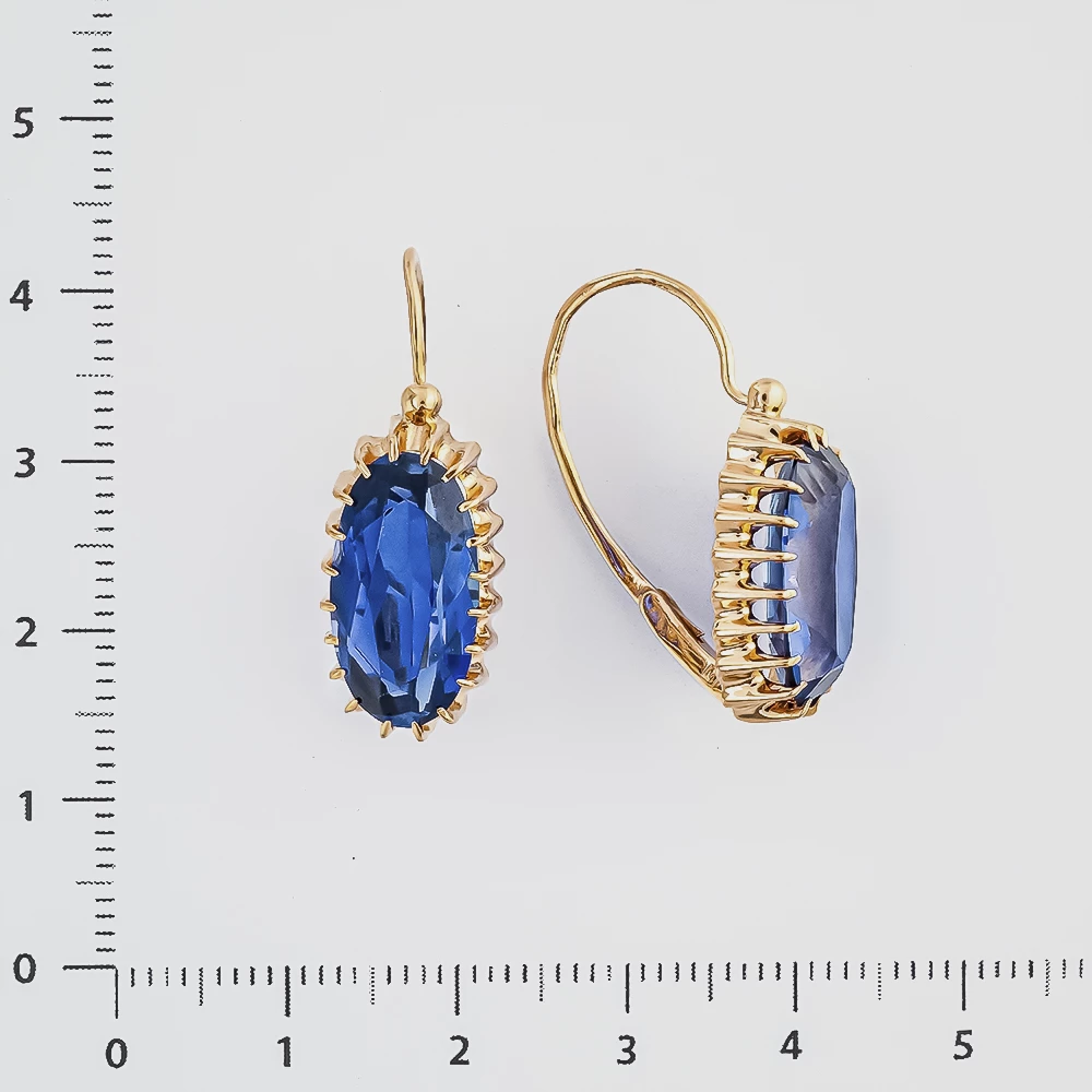 Серьги с фианитом из красного золота 583 пробы