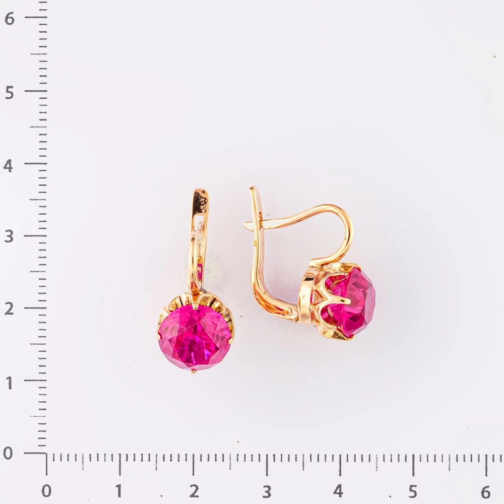 Серьги с фианитом из красного золота 583 пробы