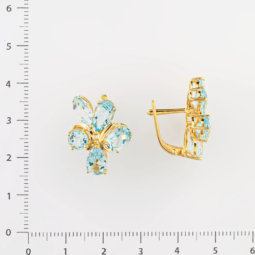 Серьги с топазом из красного золота 585 пробы