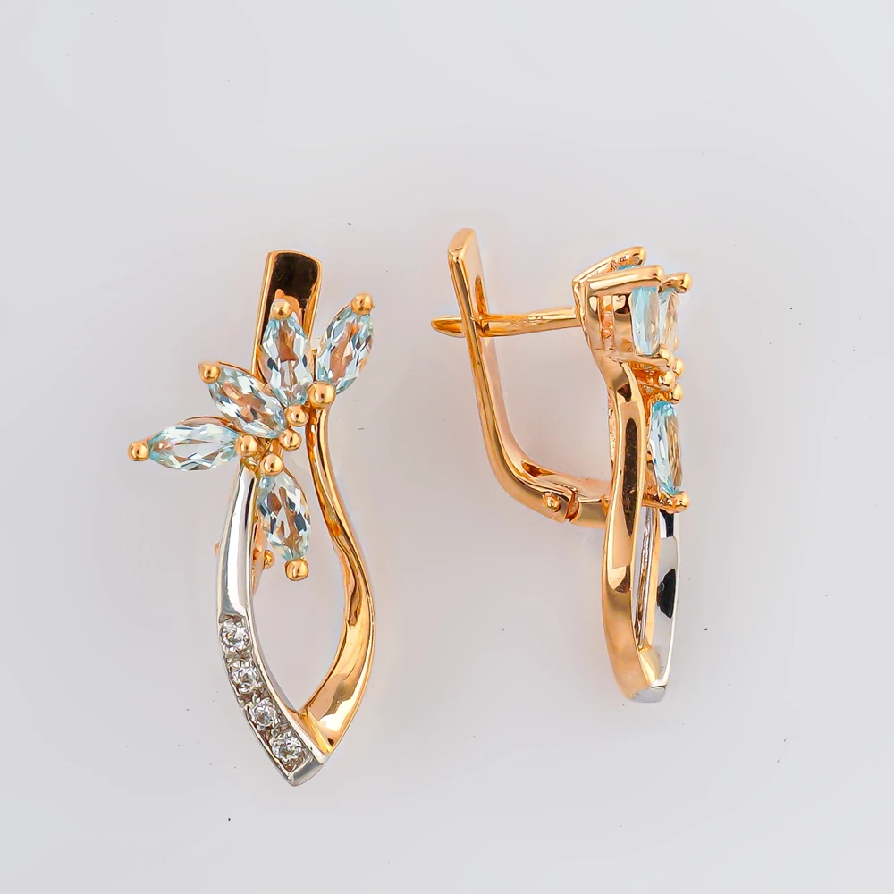 Серьги с топазом из красного золота 585 пробы