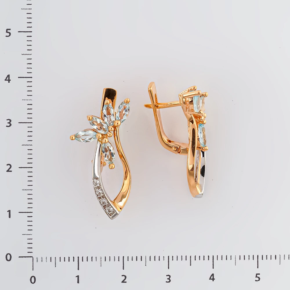 Серьги с топазом из красного золота 585 пробы