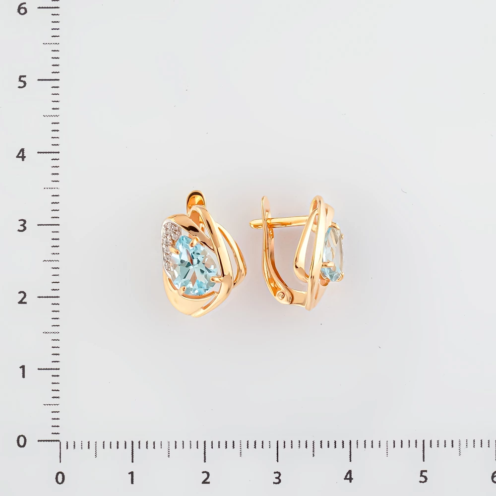 Серьги с топазом из красного золота 585 пробы