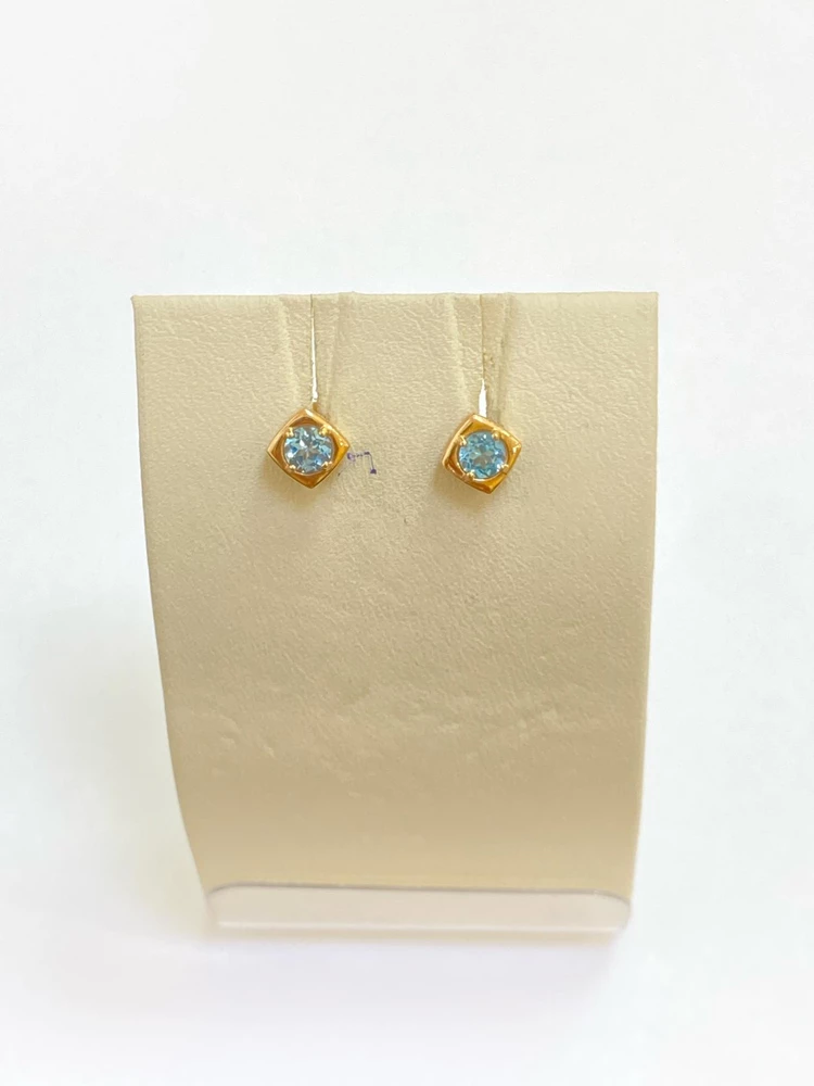 Серьги с топазом из красного золота 585 пробы