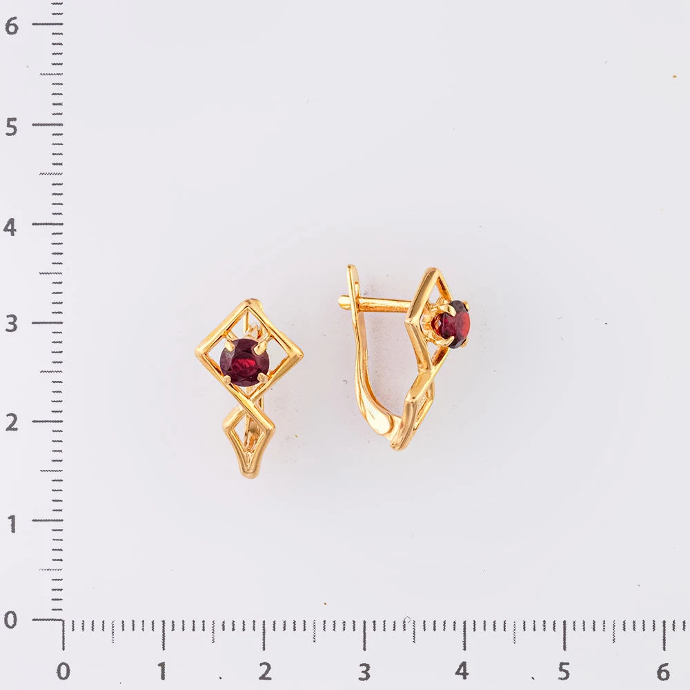 Серьги с гранатом из красного золота 585 пробы