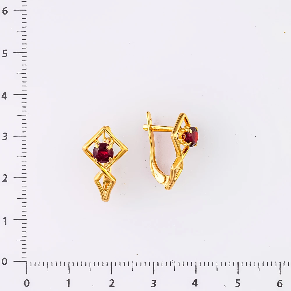 Серьги с гранатом из красного золота 585 пробы
