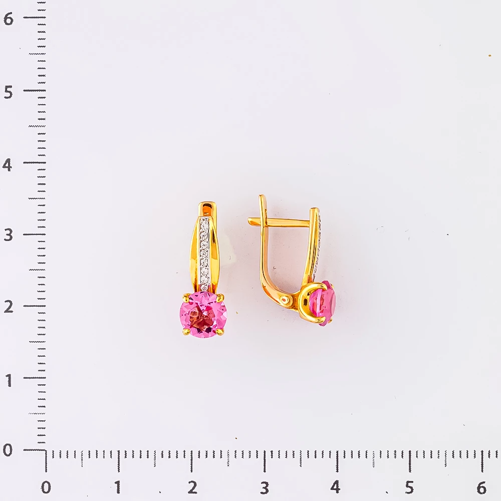 Серьги с ситаллом из красного золота 585 пробы