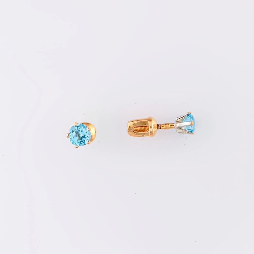 Серьги с топазом из красного золота 585 пробы