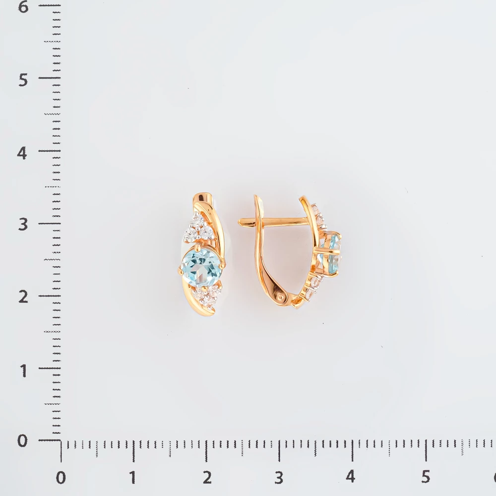 Серьги с топазом из красного золота 585 пробы