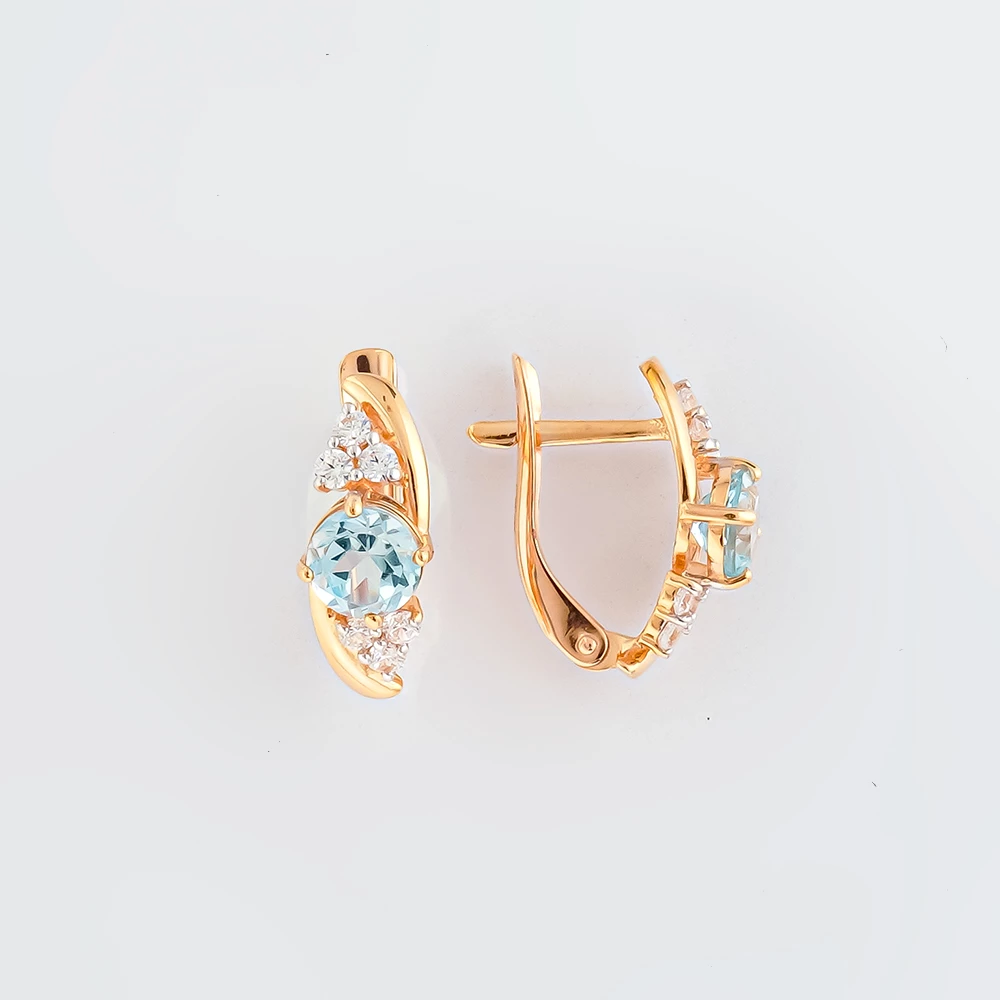 Серьги с топазом из красного золота 585 пробы