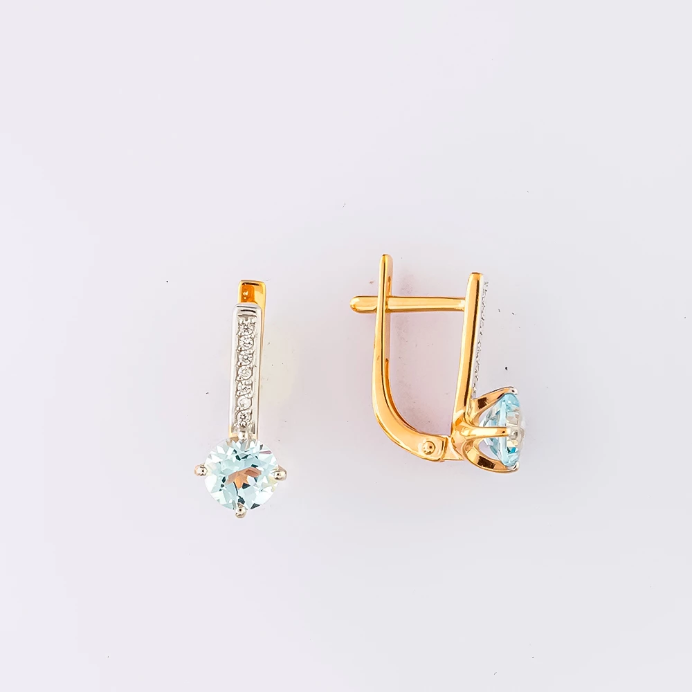 Серьги с топазом из красного золота 585 пробы