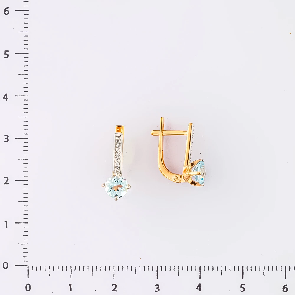 Серьги с топазом из красного золота 585 пробы