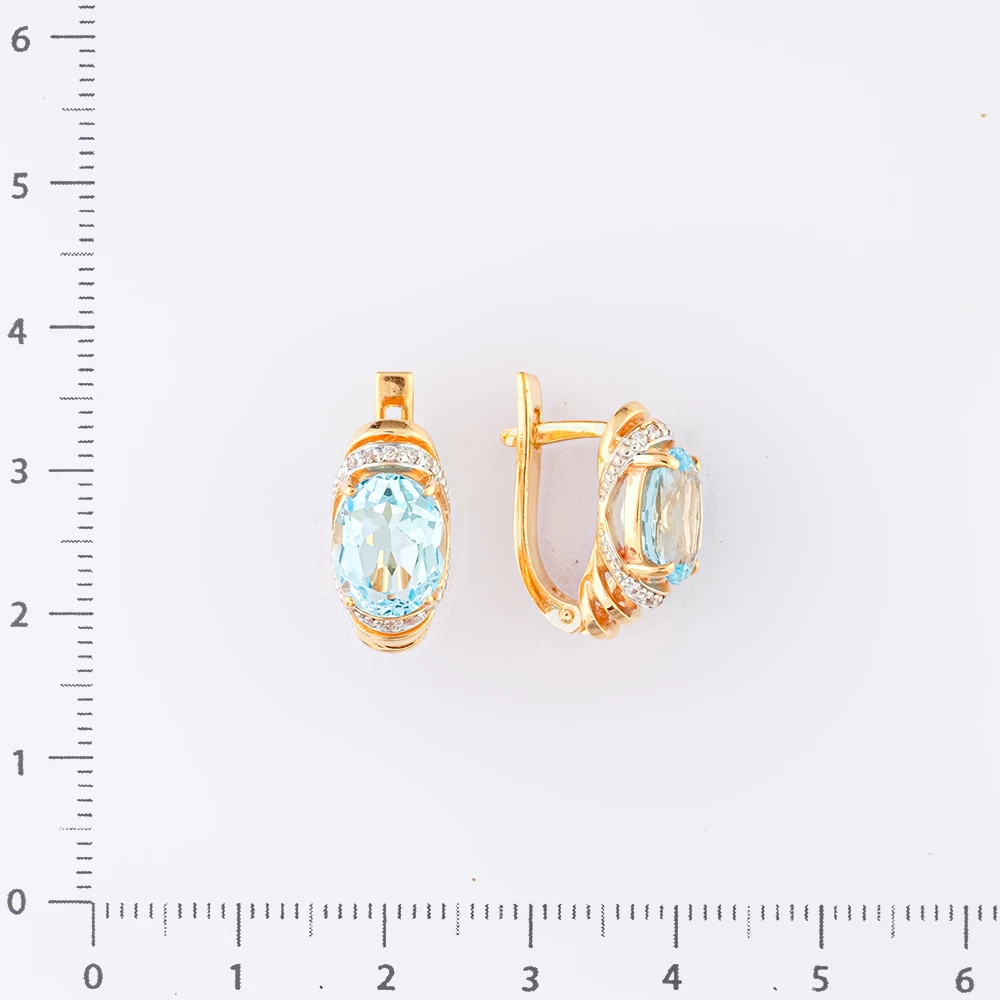 Серьги с топазом из красного золота 585 пробы