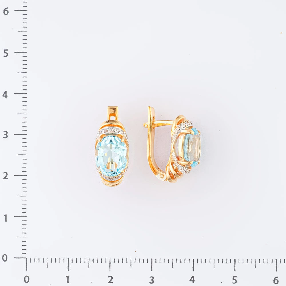 Серьги с топазом из красного золота 585 пробы