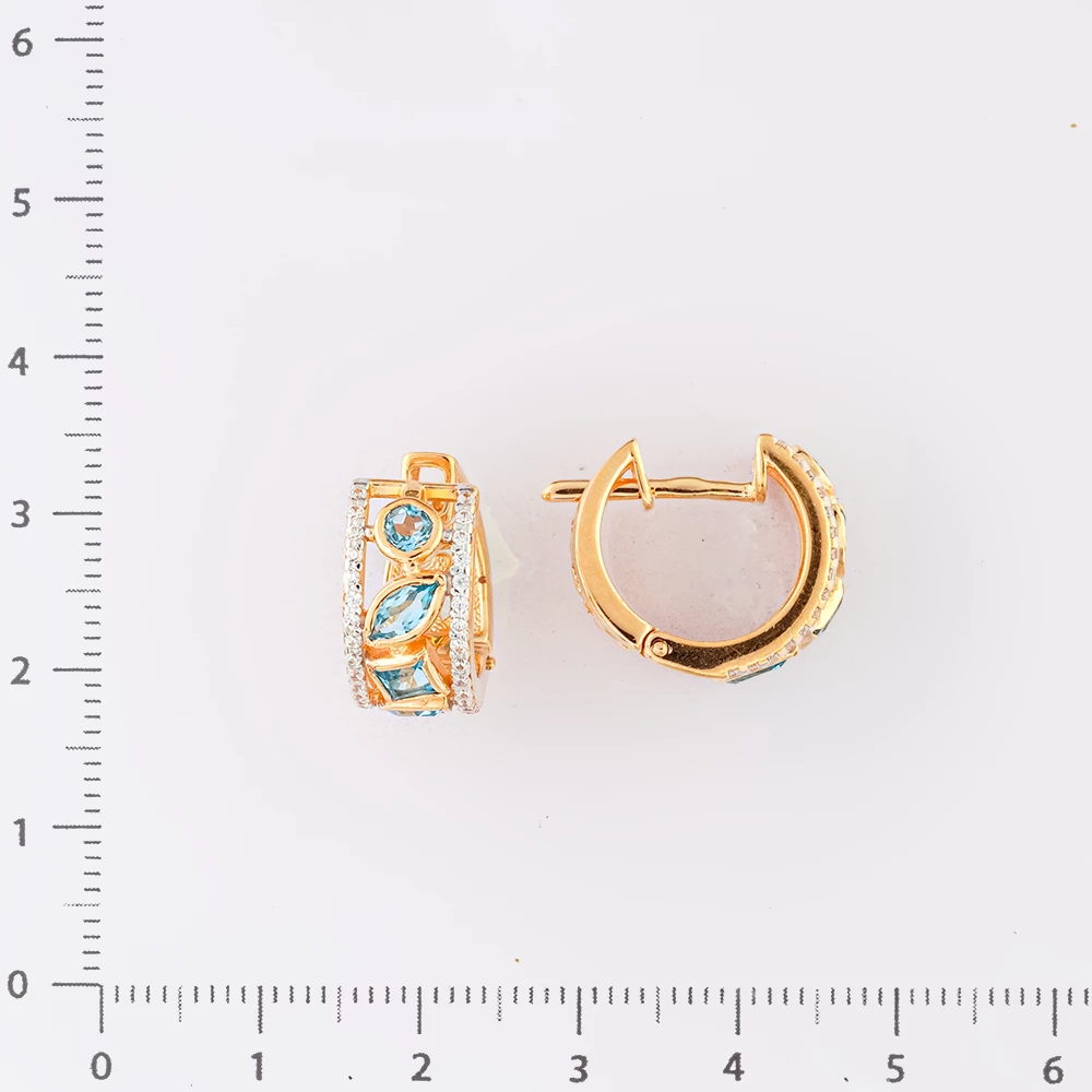 Серьги с топазом из красного золота 585 пробы