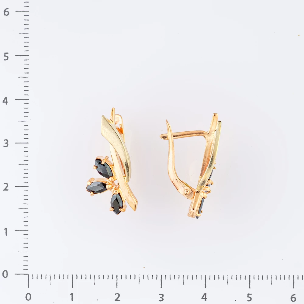 Серьги с ситаллом из красного золота 585 пробы