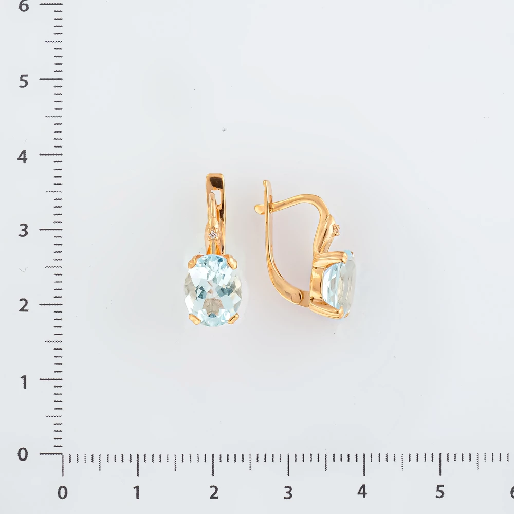 Серьги с топазом из красного золота 585 пробы