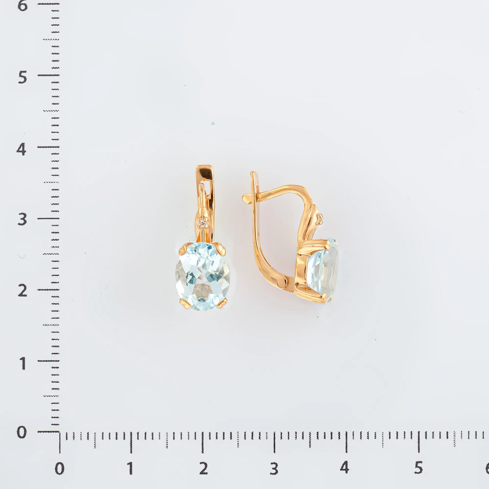 Серьги с топазом из красного золота 585 пробы