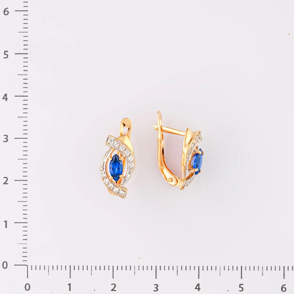Серьги с ситаллом из красного золота 585 пробы