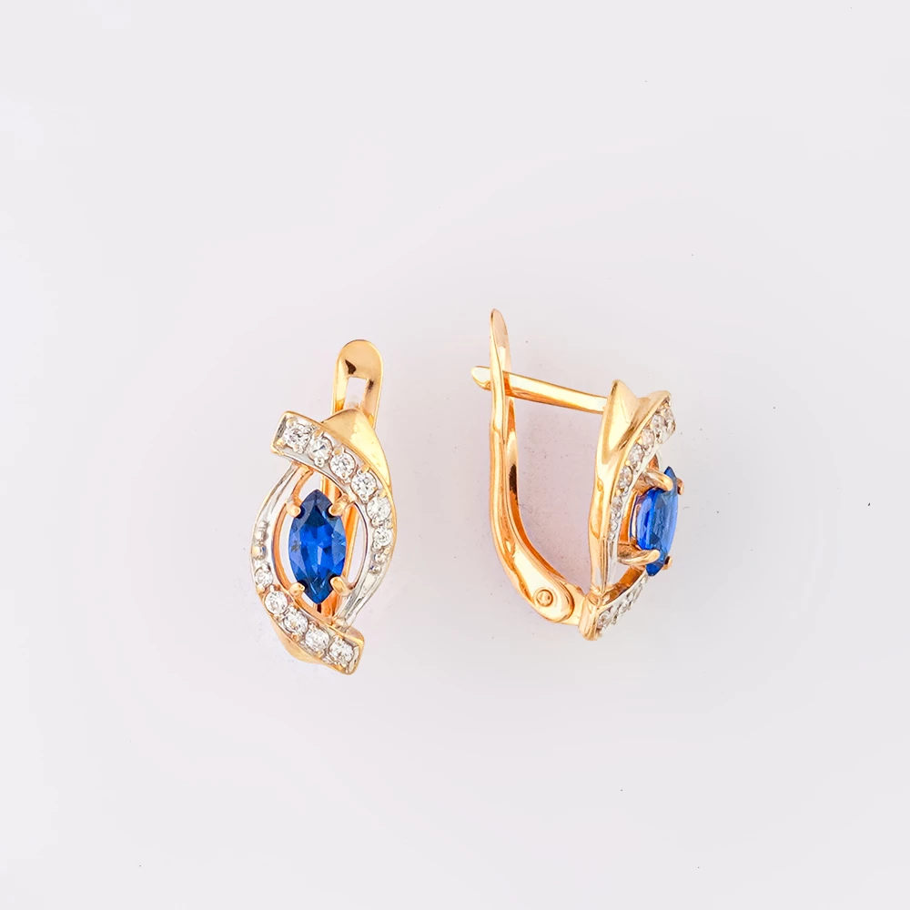 Серьги с ситаллом из красного золота 585 пробы