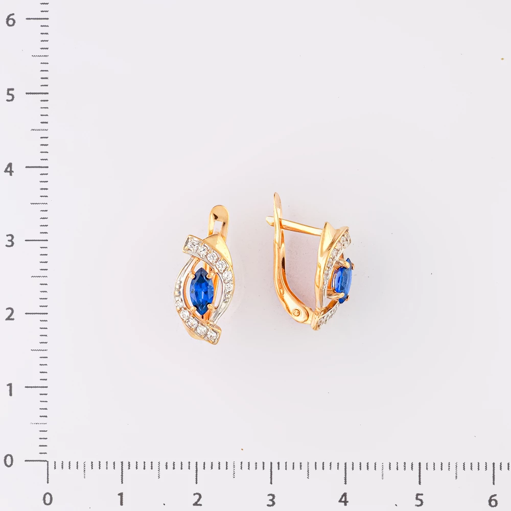 Серьги с ситаллом из красного золота 585 пробы