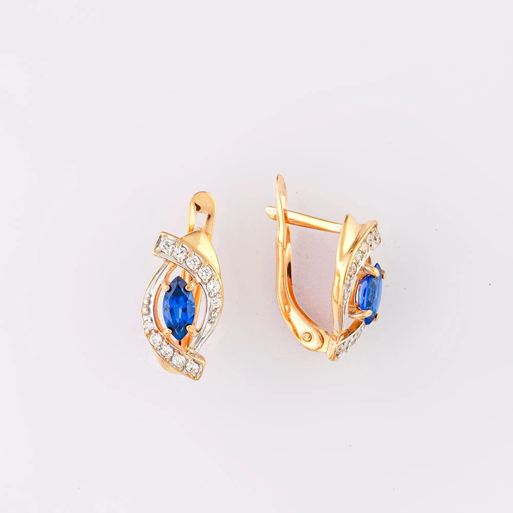 Серьги с ситаллом из красного золота 585 пробы